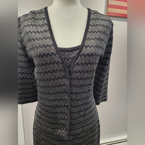 St John Black & Silver Dress suit sz 8 - Picture 8 of 11